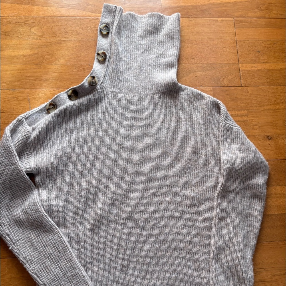 Madewell Tan Ribbed oversized Sweater with Button Detail